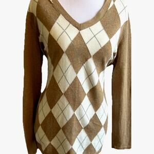 Tommy Hilfiger argyle Sweater Women’s Med Preppy Academia Clueless diamond retro